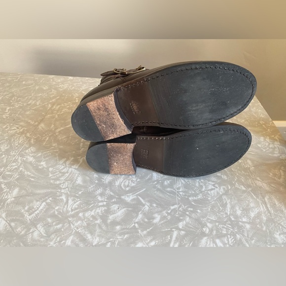 Frye Vicky 6” Buckled Biker Boot in Dark Brown - Picture 3 of 8